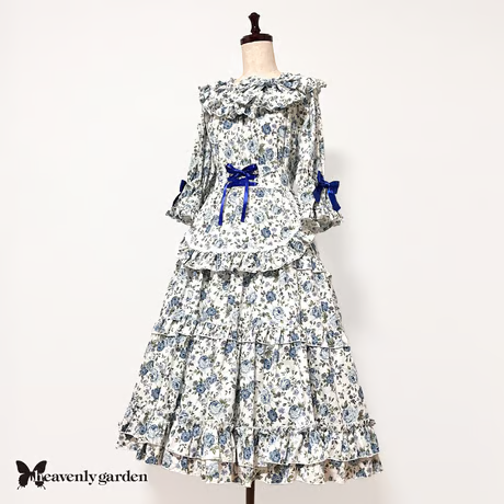[heavenly garden] Heavenly Garden Rose Ruffle Salon Dress Blue