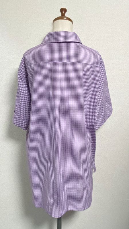 [물리적 드롭] 물리적 드롭 Summer Gingham 시리즈 남자 친구 작업 셔츠 [Purple Gingham x Purple Embroidery]