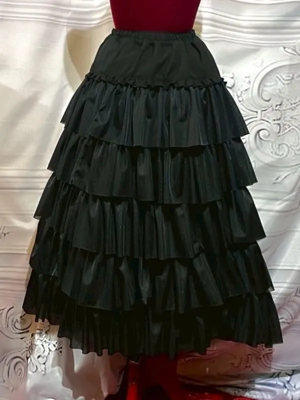 [Mármol] Marble Gótico Elegancia Asimétrica Conjunto de vestimenta de ángel caída: Velor negro x Ruffles de encaje negro x Cameo de oro antiguo