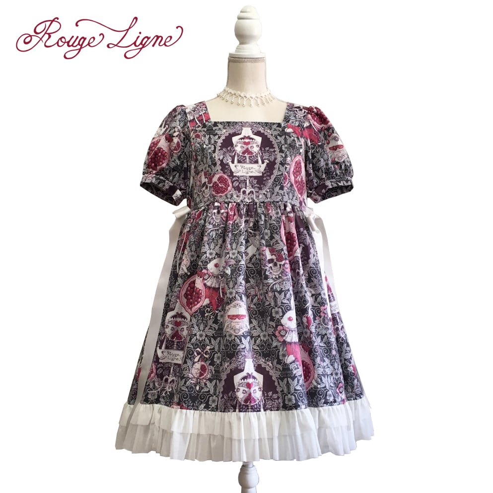 【Rouge Ligne】ルージュリーニュ　私が愛したザクロワンピース／Green gray×White