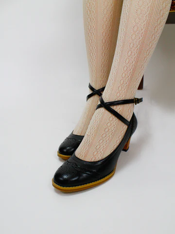 [Victorian Maiden] Victorian Lady Pumps Ivory x Brown/Bordeaux/Black
