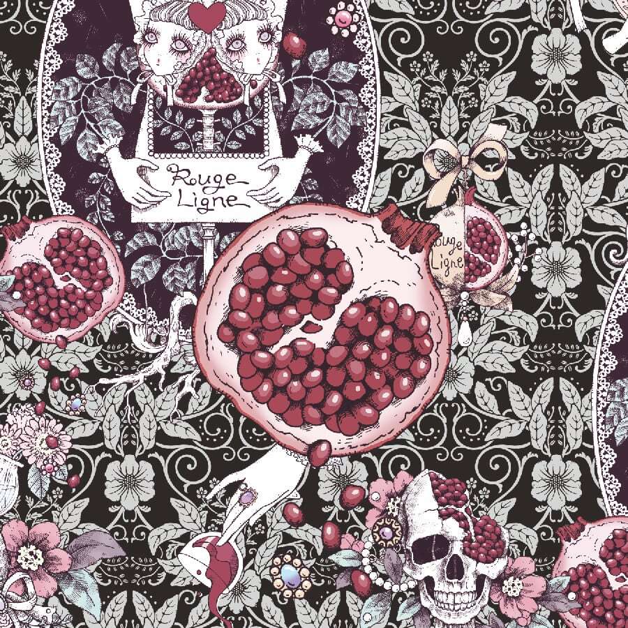 [Rouge Ligne] Rouge Ligne The Pomegranate Dress I Loved/Green gray×White