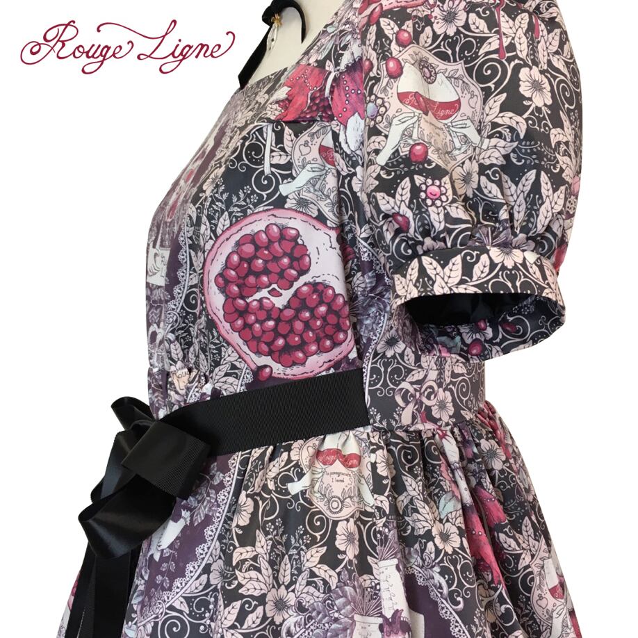 [Rouge Ligne] Rouge Ligne The Pomegranate Dress I Loved/Pink×Black