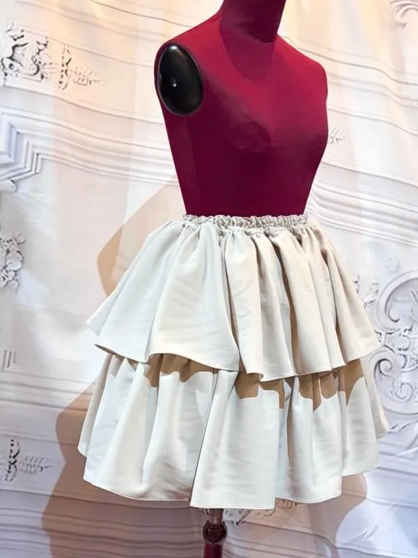 [MARBLE] Marble 2-tier frill tiered skirt: Beige