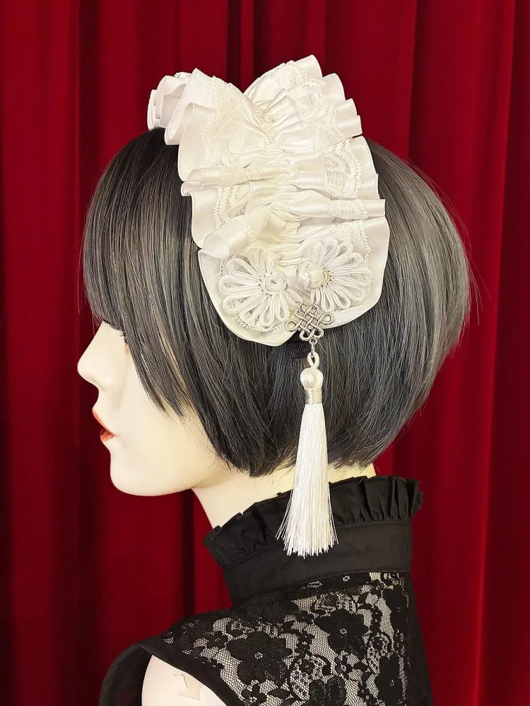 【Estrellas】エストレージャス　アジアンゴシックタッセルカチューシャ／白×白★ウィンターセール2月23日まで★