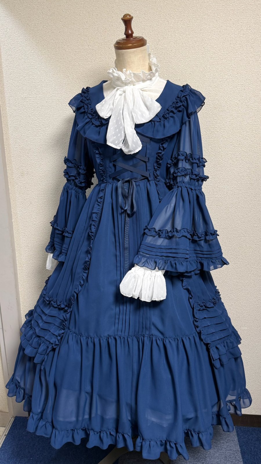 【Physical Drop】フィジカルドロップ　クラシカル姫袖ドレス【ネイビー】