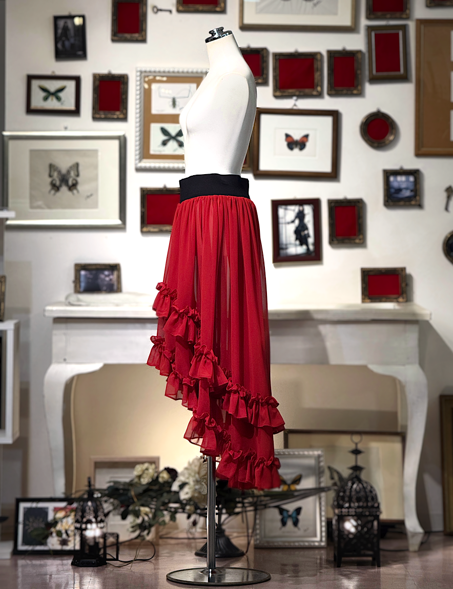 【Na+H】エヌエープラスエイチ　mirrorシフォンスカート(赤)