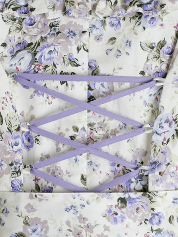 [Victorian Maiden] Victorian Maiden Rococo Bouquet Jewelry Classical Doll Half Sleeve Long Dress (짧은 슬리브) Rococo Blue/Rococo Lavender Plus Size/