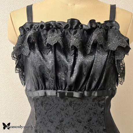 [heavenly garden] Heavenly Garden Rose Jacquard Princess Line Jumper Skirt Black