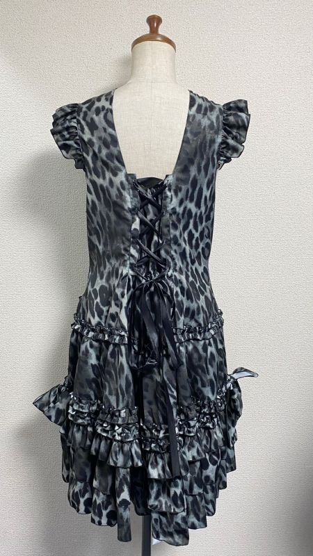 [Physical Drop] Physical Drop Ruffle Dress [Leopard print black, mini length]