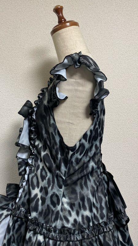 [Drop Física] Vestido de volante de caída física [estampado de leopardo negro, longitud regular]