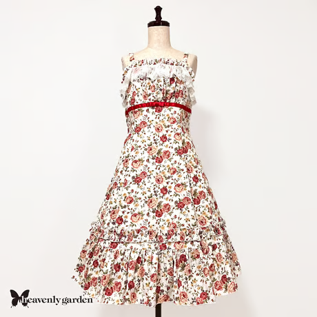 【heavenly garden 】ヘヴンリィ ガーデン　ローズプリンセスラインジャンパースカート・レッド