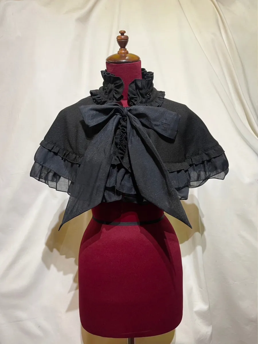 [Mármol] Marble Color Switching Cape British Cape: Black Blue Check