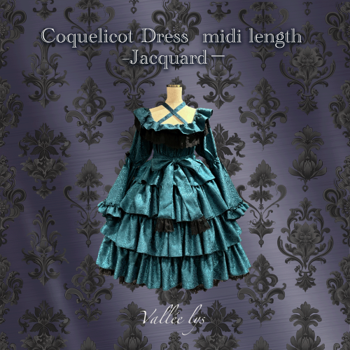 [valléelys]Coquelicot Dress中長提花布　