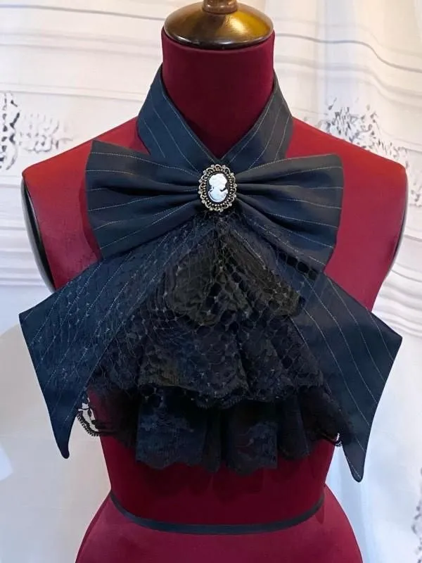 [대리석] 대리석 카메오가있는 총 태국 : 검은 색과 흰색 줄무늬 x 검은 레이스