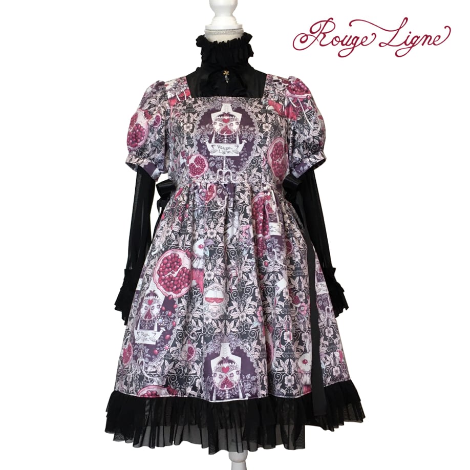 [Rouge Ligne] Rouge Ligne The Pomegranate Dress I Loved/Pink×Black