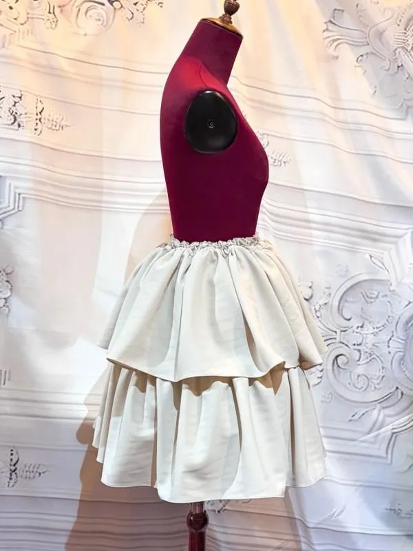 [MARBLE] Marble 2-tier frill tiered skirt: Beige