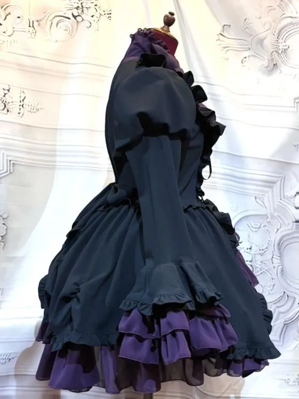 [Marmor] Marmor Alice-Style-Schnürkleid ein Stück: Schwarz x weiß x Schwarz