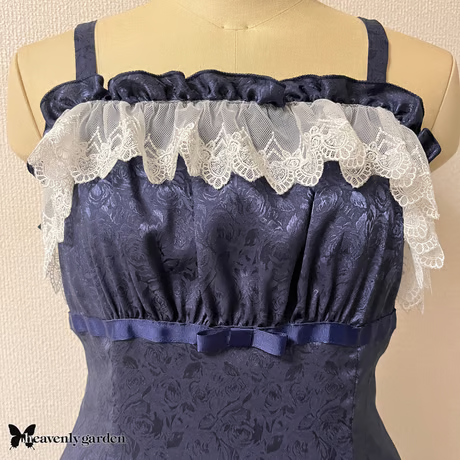 [heavenly garden] Heavenly Garden Rose Jacquard Princess Line Jumper Skirt Navy