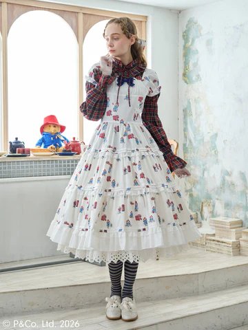 【Victorian maiden】ヴィクトリアンメイデン　Paddington™ ティアードドレス　ホワイト/ベージュ