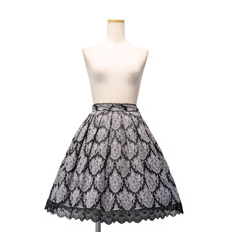 【Sheglit】シェグリット　"Victorian"タックスカート　グレー/ネイビー/ブラック
