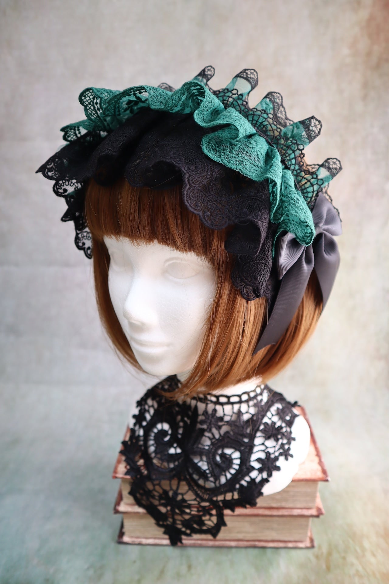 【Morun×Muuna Stoik】모란 무나스토틱 Libra 헤드 드레스 생성/화이트/블랙×레드/블랙×화이트/블랙×블랙/블랙×그린