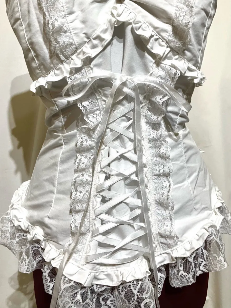 [Mármol] Marble Lace-Up Bustier con accesorios: Burdeos Pattern x Black