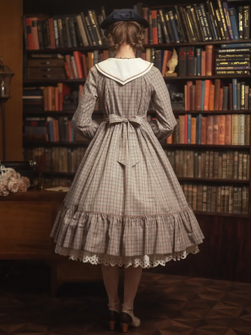 [Victorian maiden] Victorian maiden★Now accepting reservations★ Ecole de Feliz Port Sailor Dress Brown Check/Blackcheck