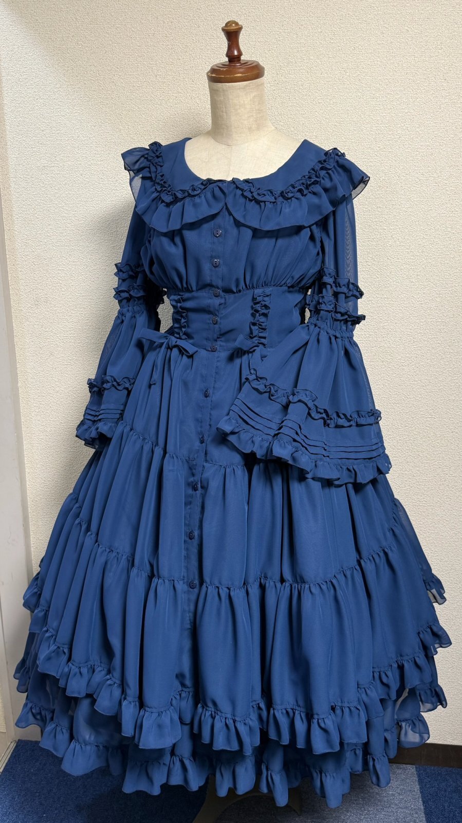 【Physical Drop】フィジカルドロップ　クラシカル姫袖ドレス【ネイビー】