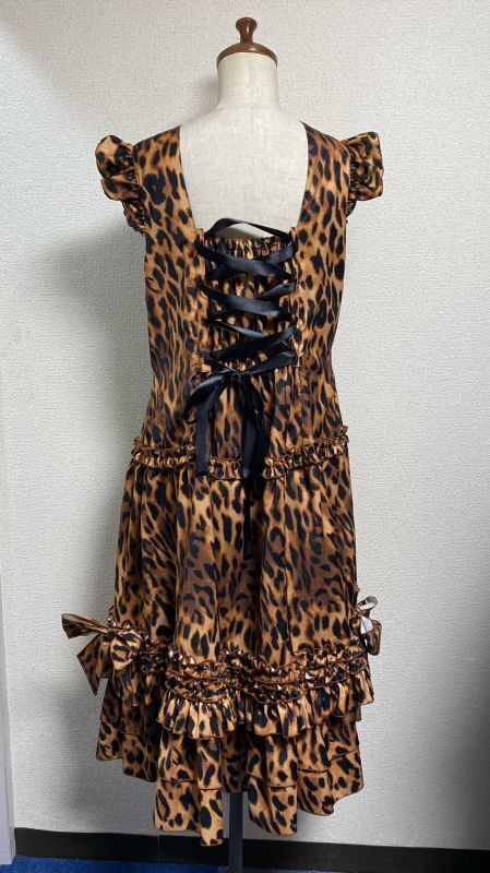 [Drop Física] Vestido de volante de caída física [leopardo estampado marrón, longitud regular]