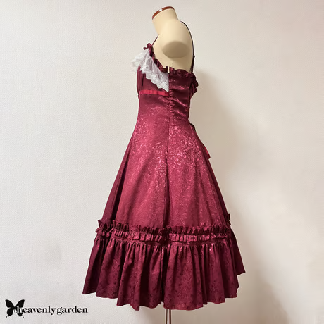 [heavenly garden] Heavenly Garden Rose Jacquard Princess Line Jumper Skirt/Wine