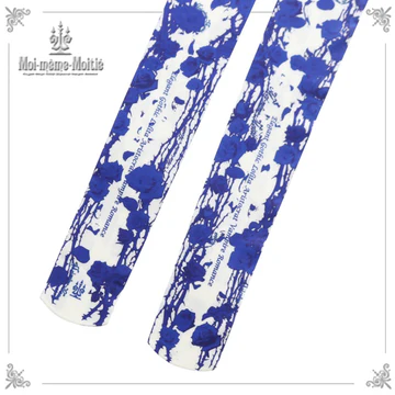 【Moi meme Moitie】モワメームモワティエ　青薔薇タイツ　off-white x blue rose/black x blue rose