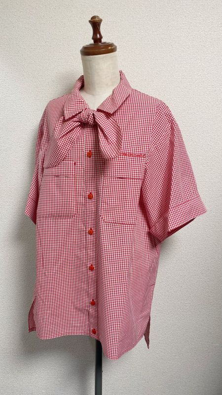 [Physischer Drop] Physischer Drop Summer Gingham Series Freund Arbeitshemd [Red Gingham x Red Stickerei]