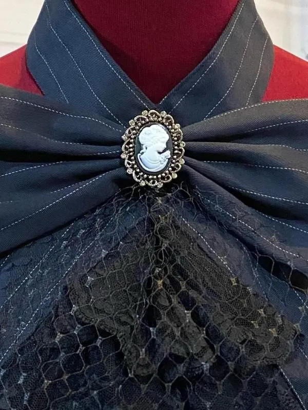 [대리석] 대리석 카메오가있는 총 태국 : 검은 색과 흰색 줄무늬 x 검은 레이스