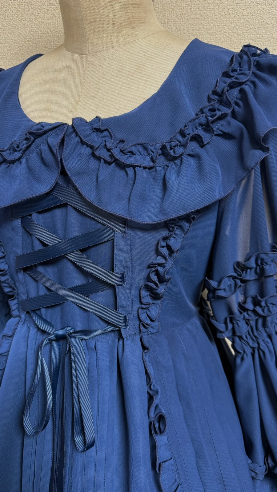 【Physical Drop】フィジカルドロップ　クラシカル姫袖ドレス【ネイビー】