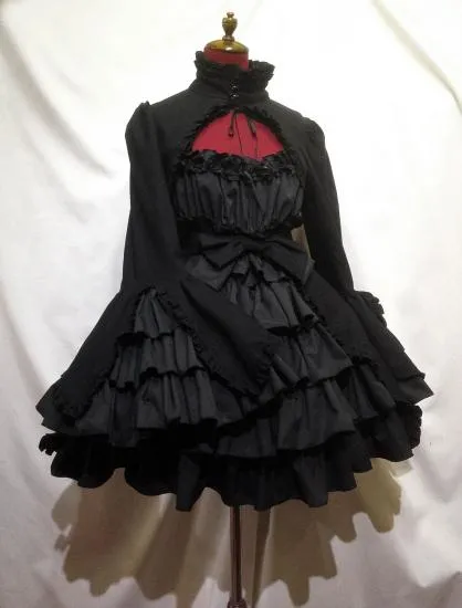 [MARBLE] MarblePrincess SleeveDecorative dress with bolero: black lace dress x black lace bolero