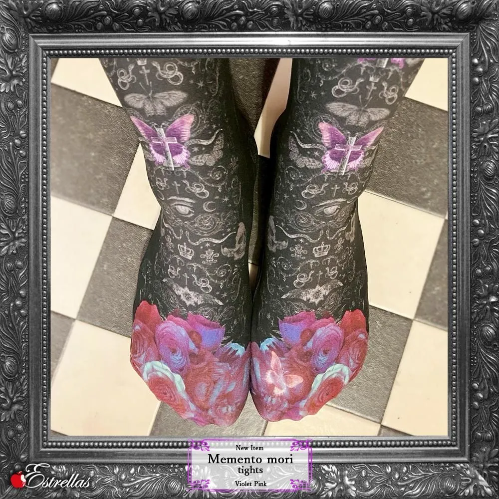 [Estrellas] Estrellas Memento Mori Tights/Violet Pink/Plus Size 사용 가능