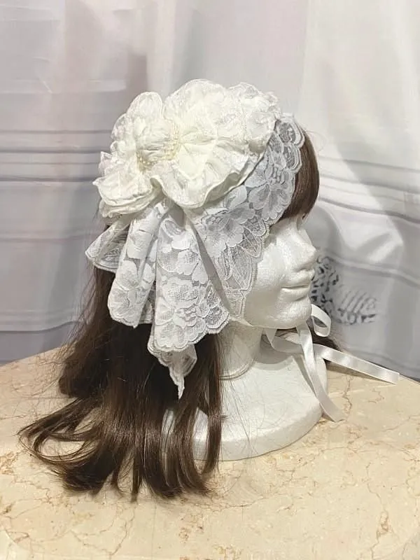 [Marble] Marble Pearl Buck Dressy Head Robe: White X White Lace