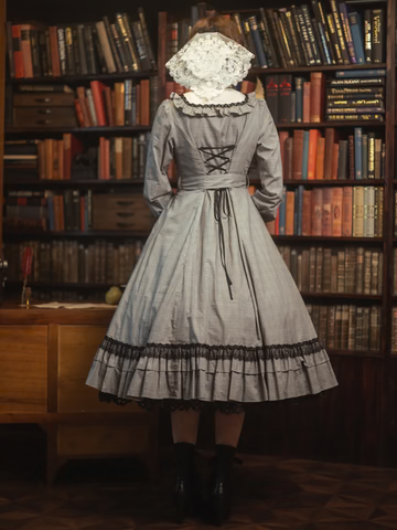[Victorian maiden] Victorian maiden★Now accepting reservations★ Ecole de Feliz Classical Doll Long Dress Brown Check/BlackCheck (normal size/plus size)