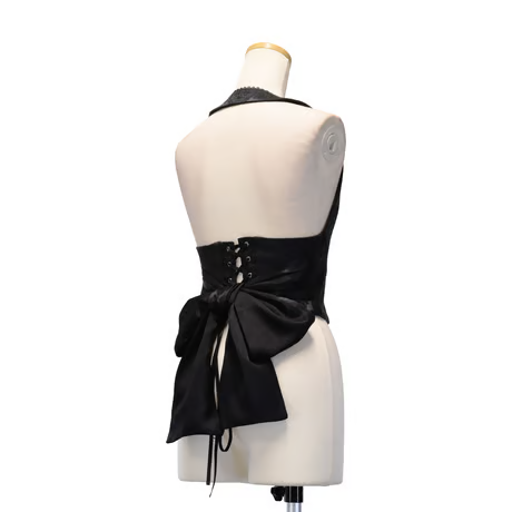[Sheglit] Shegrit "Victorian" Halter Ribbon Chaleco Navy/Negro