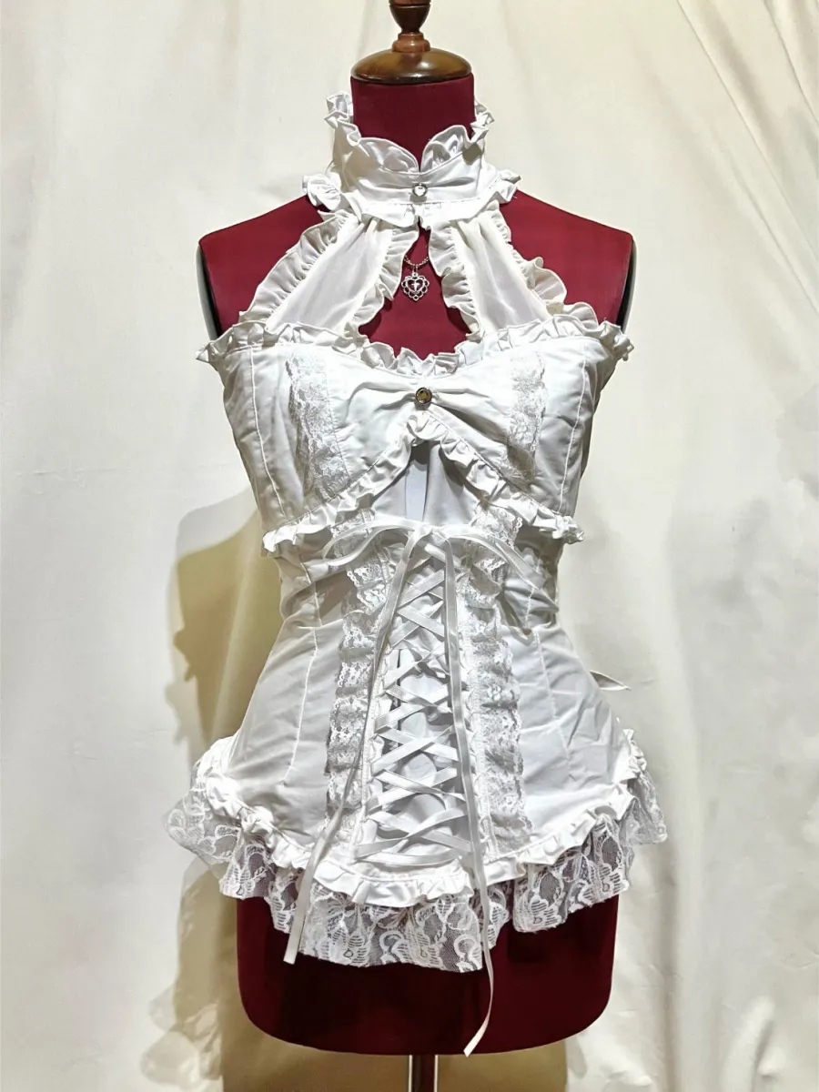 [Mármol] Marble Lace-Up Bustier con accesorios: Burdeos Pattern x Black