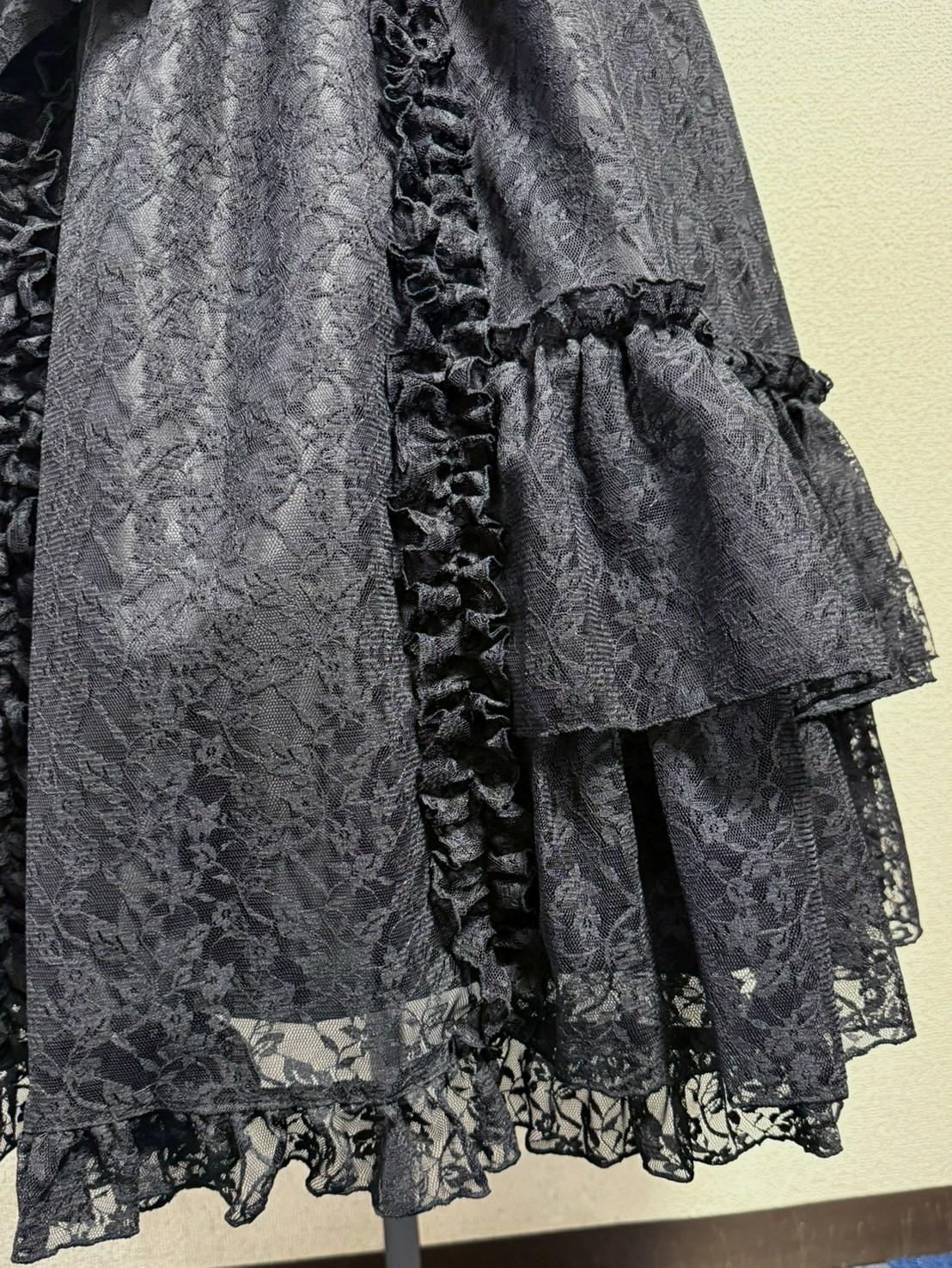 [Physischer Drop] Physischer Drop Shirring Jumper Rock [schwarze Spitze]