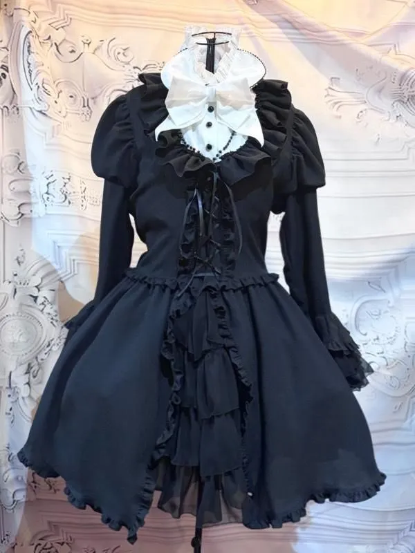 [대리석] 대리석 Alice 스타일 레이스 업 드레스 원피스 : Black X White X Black LL ~ 3L 크기