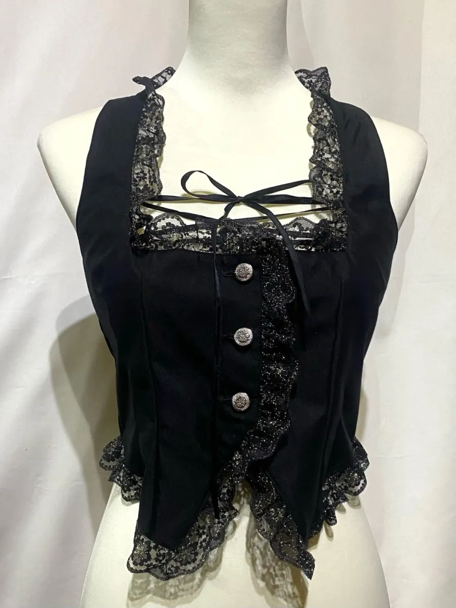 [Mármol] Marble Chrak Corset Style Vest: Negro x negro