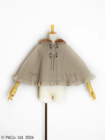 [Victorian Maiden] Victorian Maiden Paddington™ Duffel Cape Beige/Bordeaux/Navy