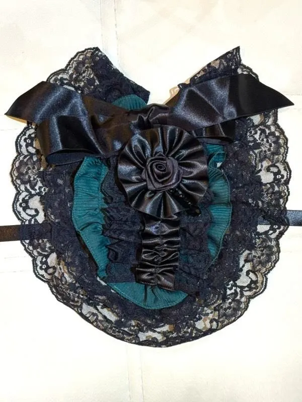 [MARBLE] Marble Rose Decoration Lady Bonnet: White x Black Lace