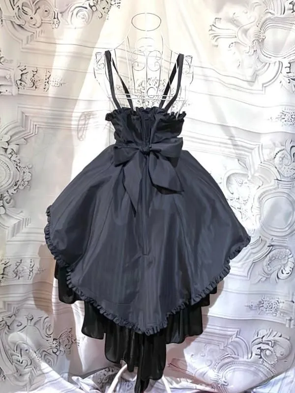 [MARBRE] Jupe drapée taille haute avec chaîne décorative emblème marbre : rayures noires x volants noirs★Non éligible à la VENTE★