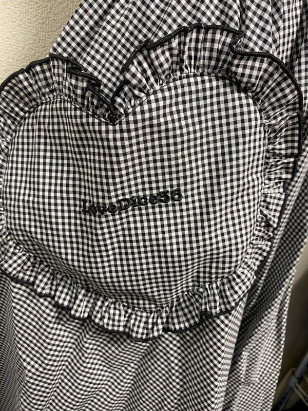 [Physischer Drop] Physical Drop Summer Gingham Series Herztasche Rundrock [Mini Länge, Black Gingham]