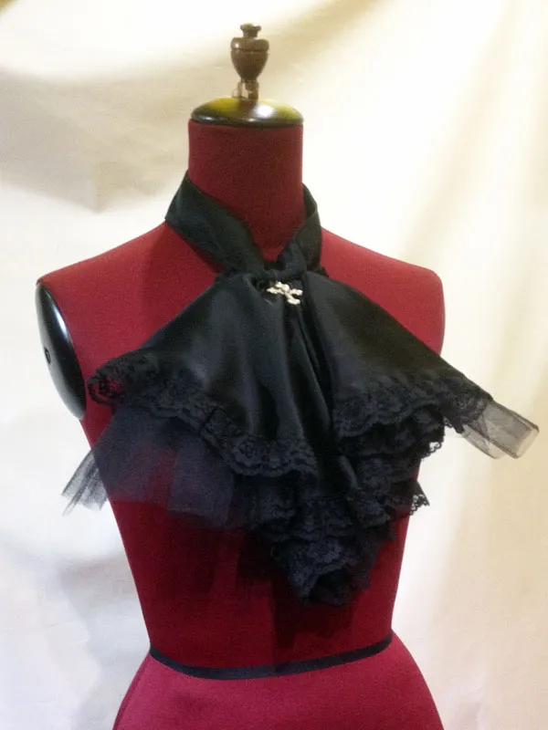 [MARBLE] Marble Tie & Drape Reversible 2-way Tie: Black x Black Lace
