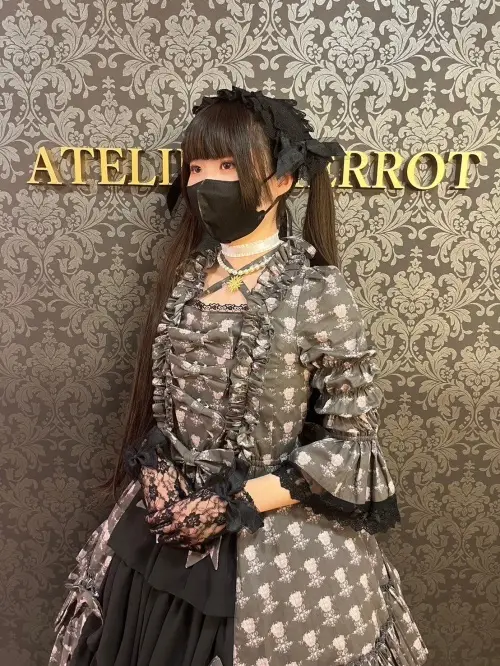 【ATELIER PIERROT】  Rosy Bouquet Dress　Pink/Light Gray/Purple/Black　サイズ1